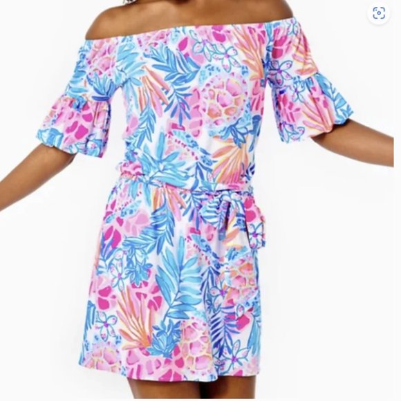 Lilly Pulitzer Samia Romper in Resort White Rainforest Retreat Size Medium NWT